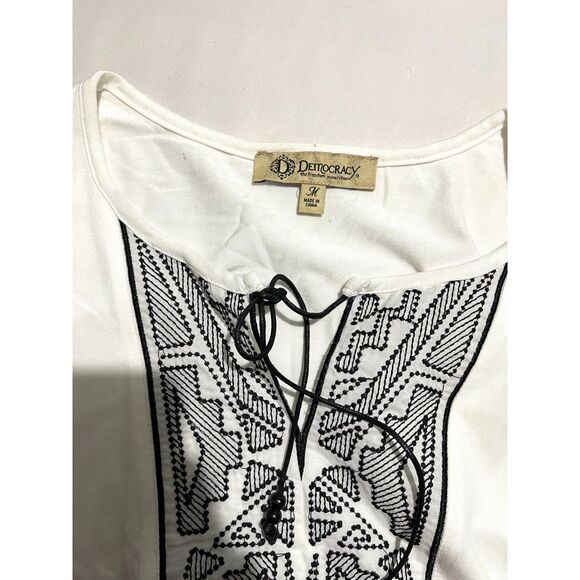 Democracy bohemian peasant shirt embroidered top soft casual comfy women M - Picture 3 of 4